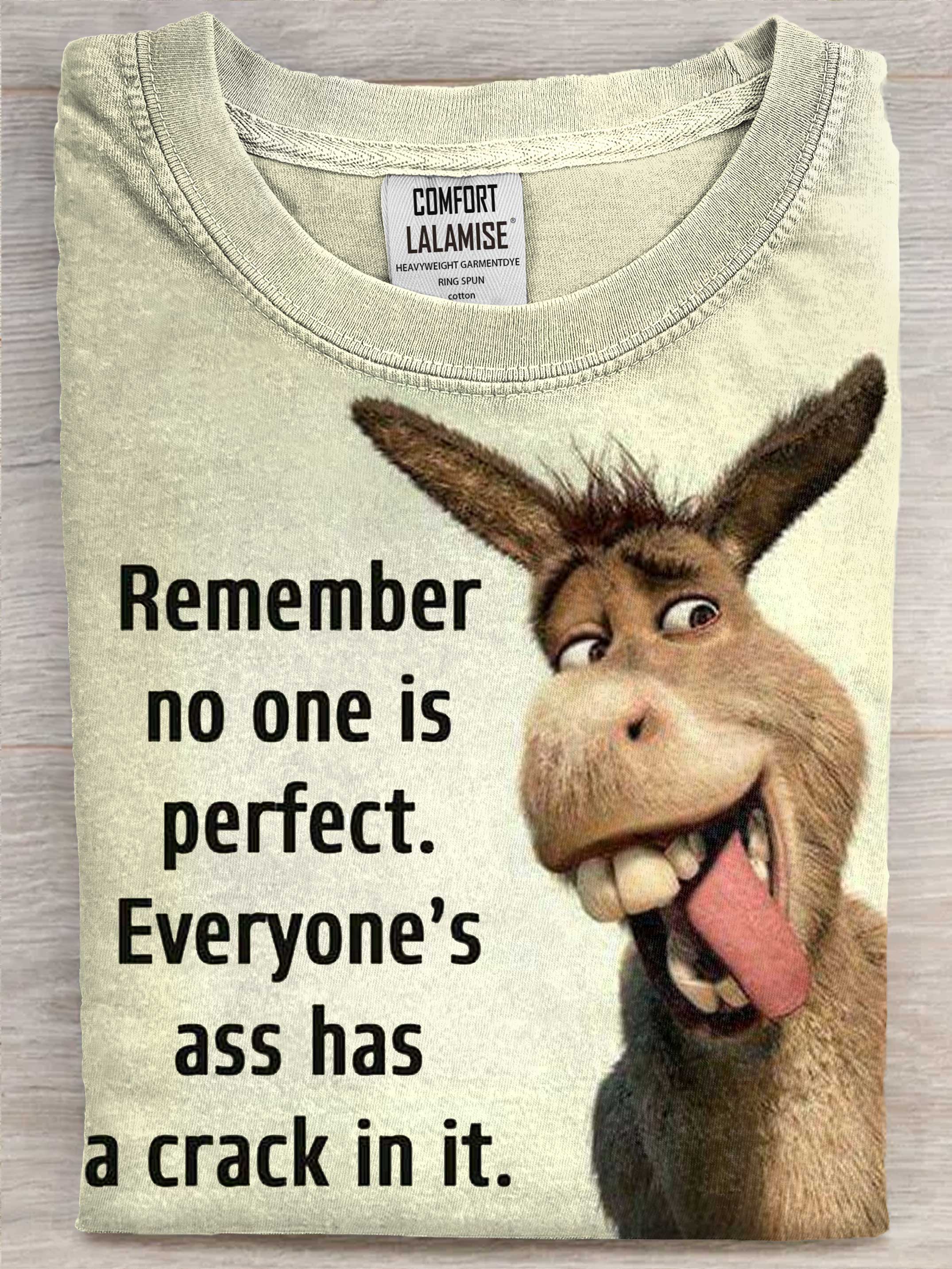 Funny Donkey Letter Art Print Casaul Cotton Short Sleeve T-shirt