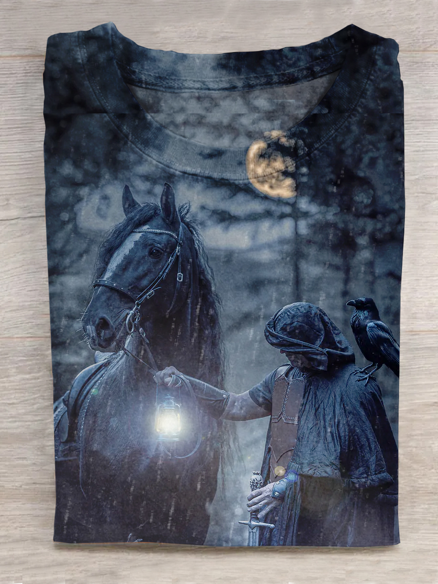 Horse Art Print Casual Short Sleeve T-Shirt