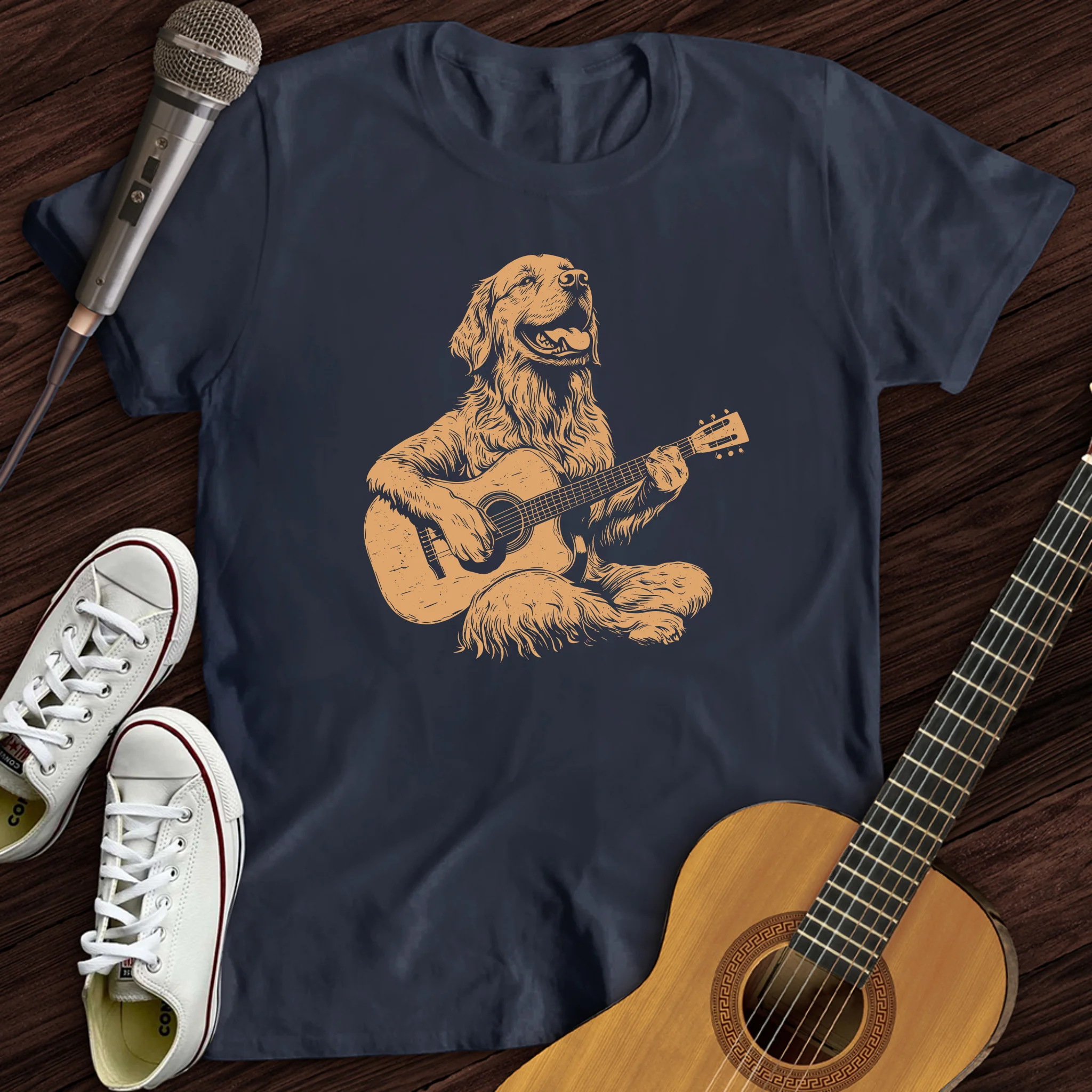 Golden Retriever Guitar T-Shirt