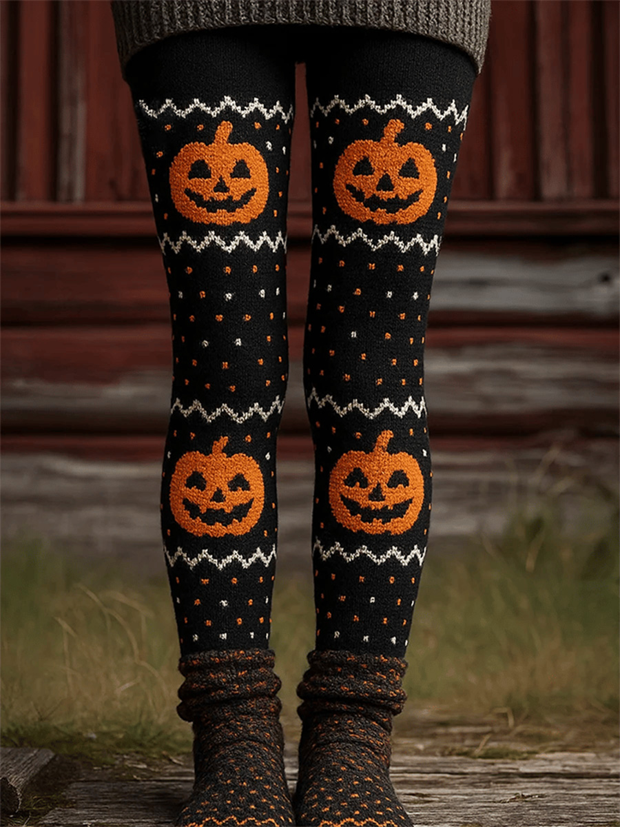 Women's Casual Retro Halloween Pumpkin Print Leggings