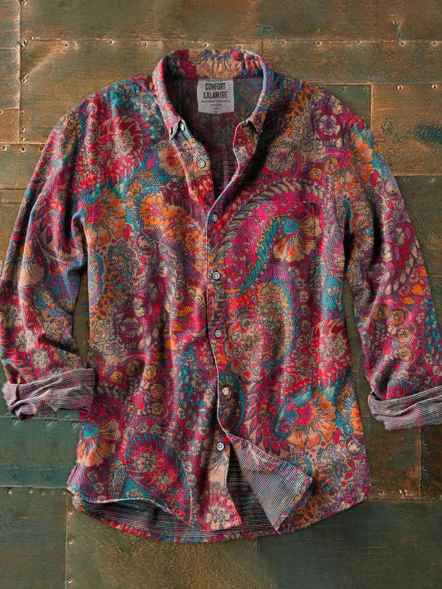 Vintage Art Print 100% Cotton Long Sleeve Shirt