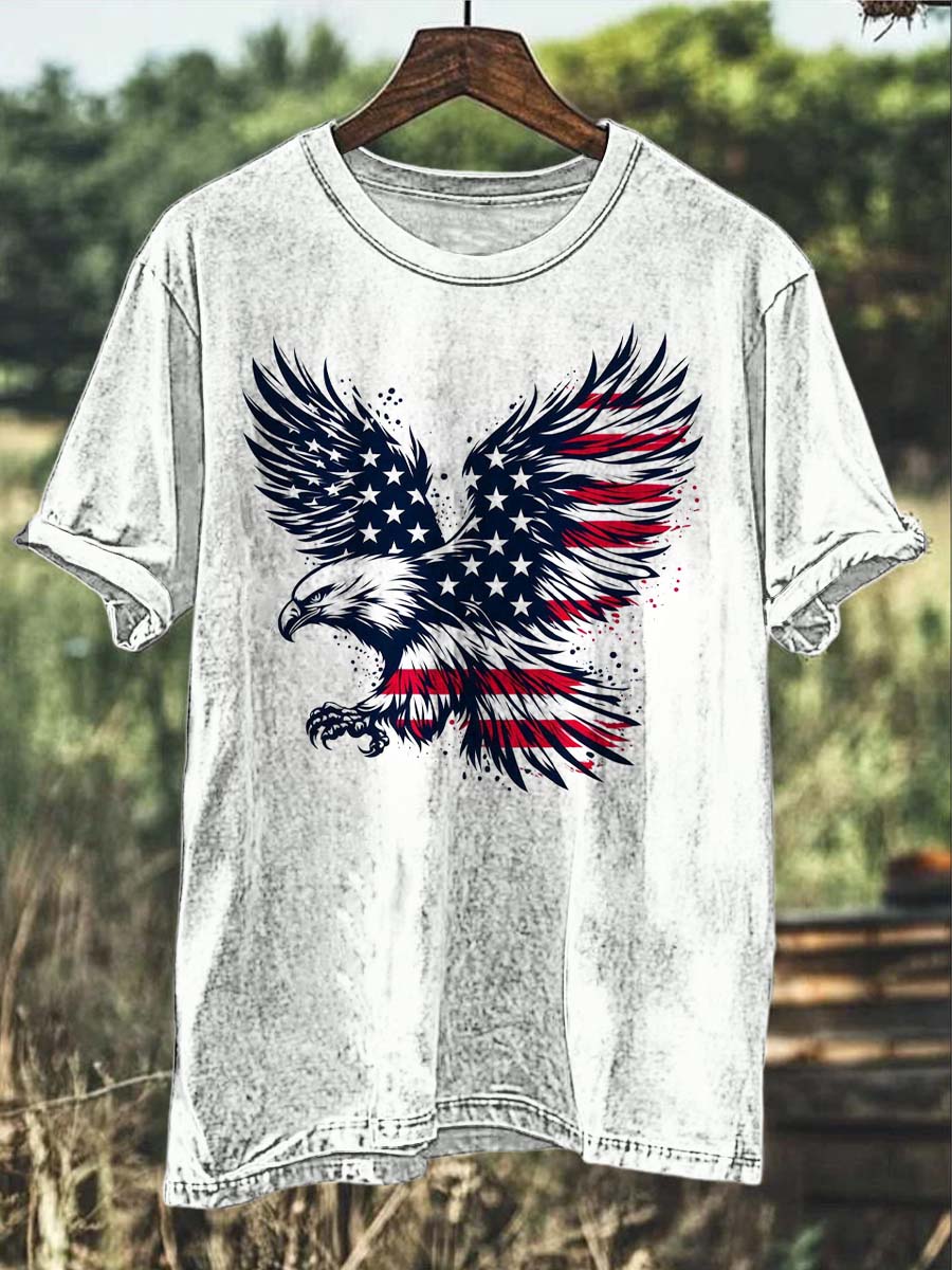 Independence Day Eagle Print Casual Short Sleeve T-Shirt
