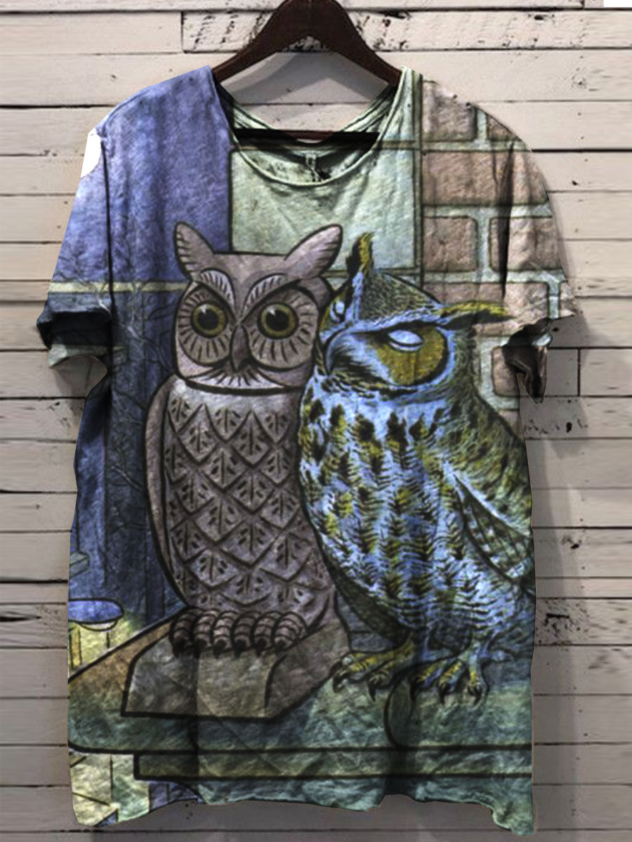 Owl Art Prints Casual T-shirt
