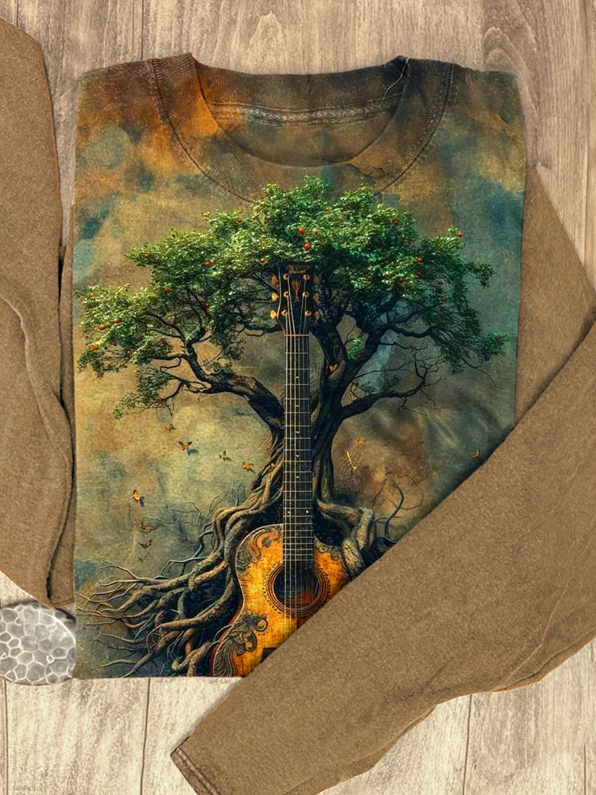 Vintage Roots of strings Print Casual Sweatshirt