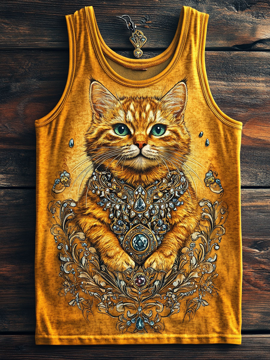 Vintage Cat Print Tank Top