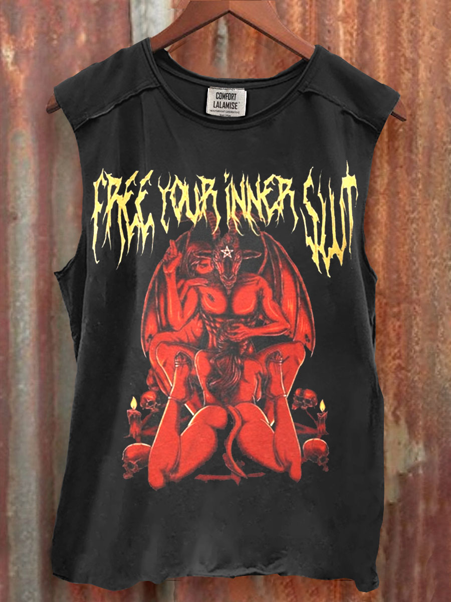 Devil And Nun Free Your Inner Art Print 100% Cotton Casual Tank Top