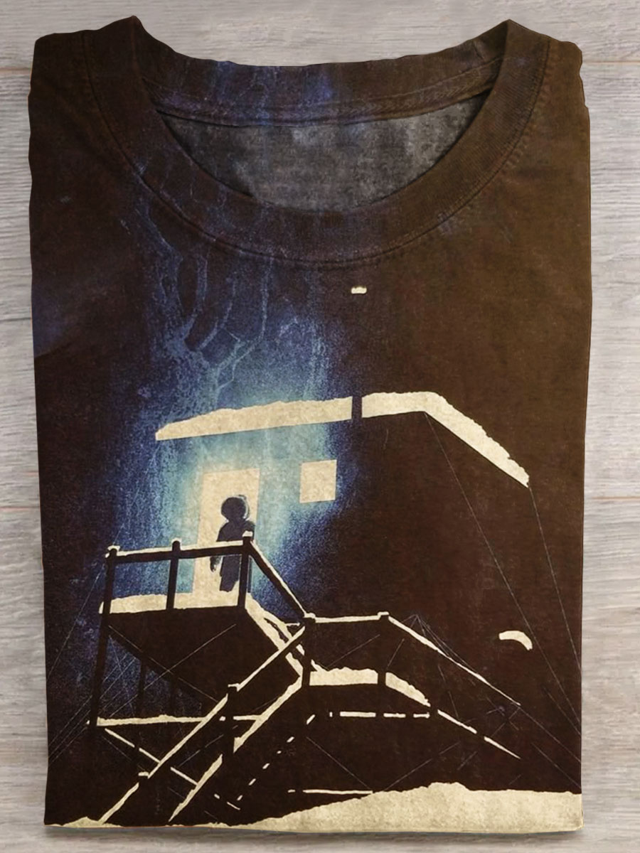 Dark Print Short Sleeve Top