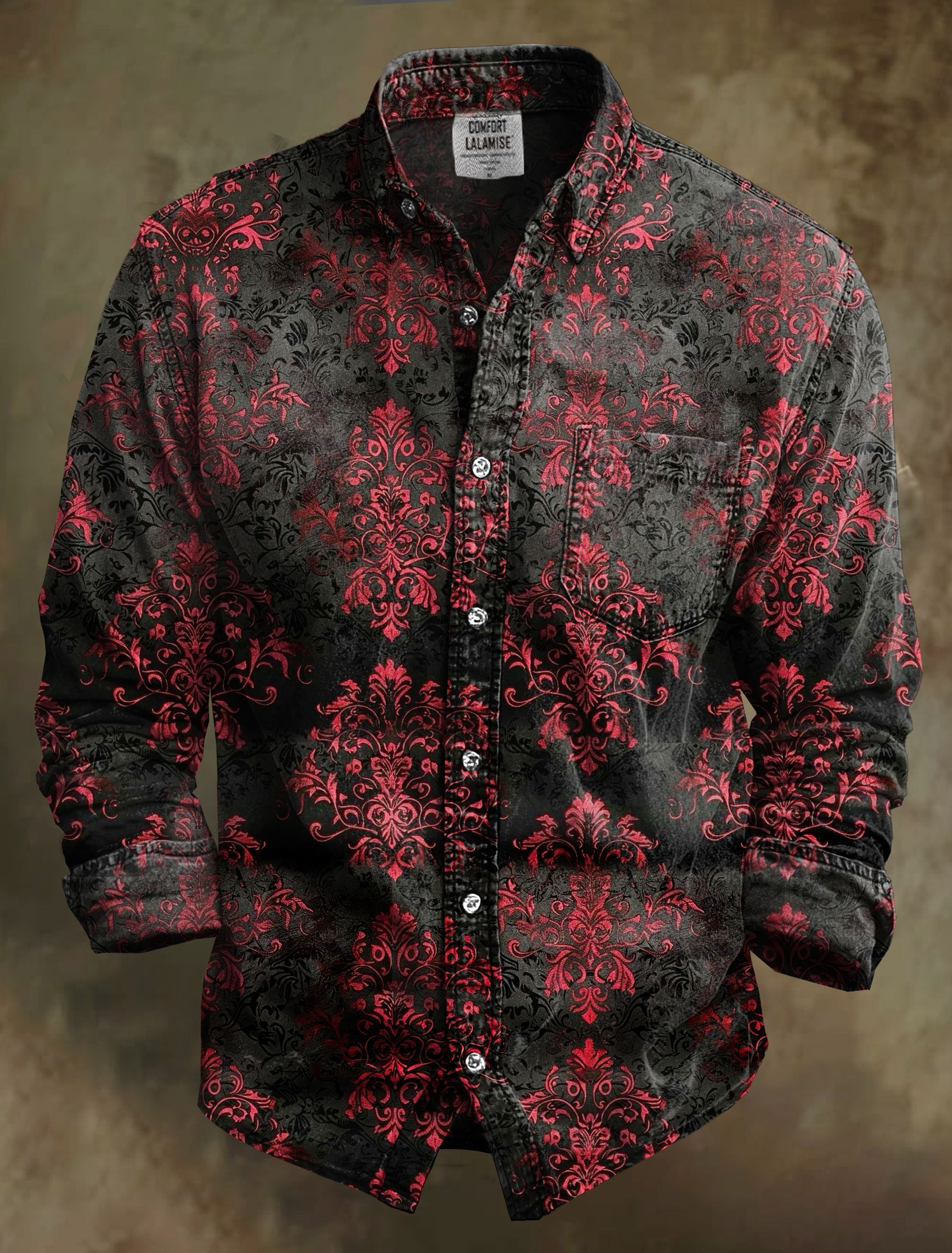 Vintage Art Print 100% Cotton Long Sleeve Shirt