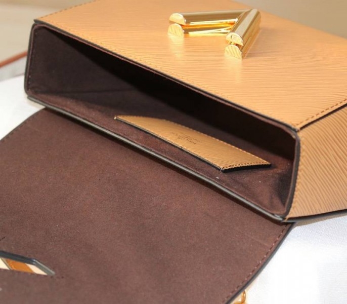 Louis Vuitton Epi Leather Twist MM Bag With Jacquard Strap In Honey Gold