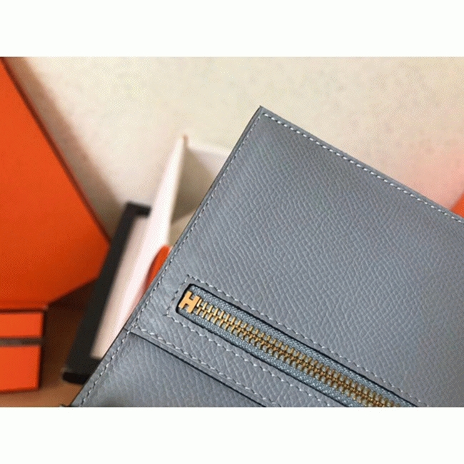 Blue Lin Epsom Fake Hermes Bearn Wallet