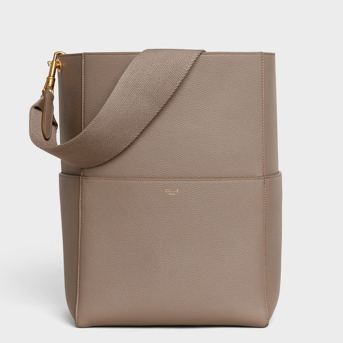 Top Quality Fake Celine Sangle Bucket Bag In Taupe Grained Calfskin