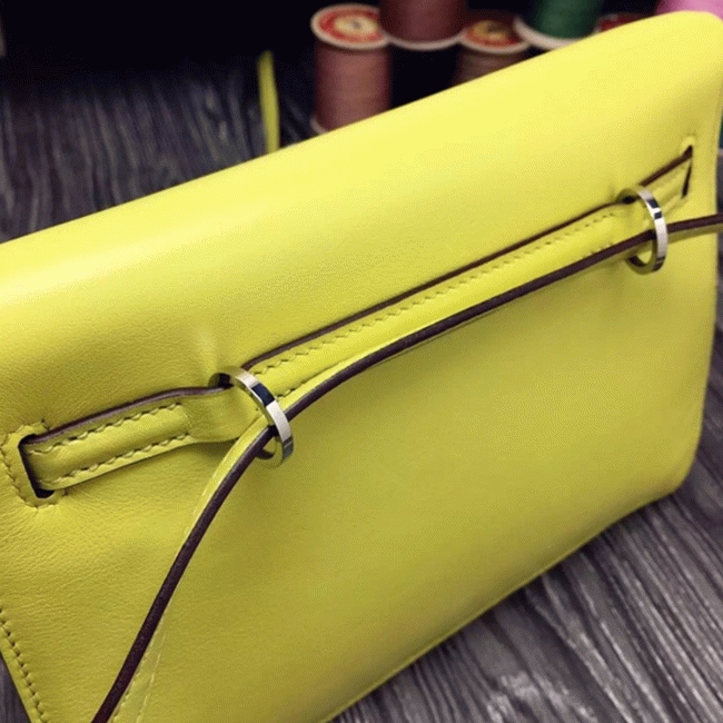 Yellow Swift Leather Copy Hermes Kelly Danse Bright Handbag