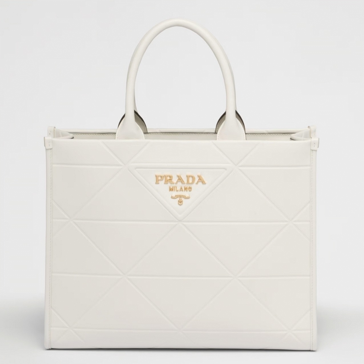 Prada Symbole Small Bag Replica with Topstitching in White