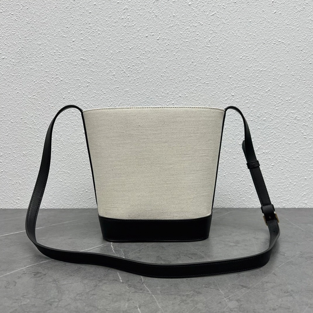 Top Quality Fake Celine Small Bucket Cuir Triomphe In White Textile