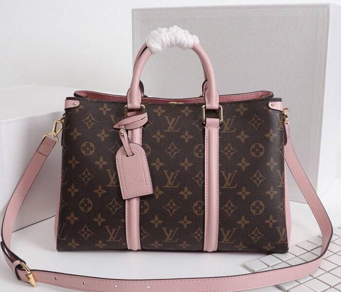 Louis Vuitton Monogram Canvas Soufflot MM Bag In Peach
