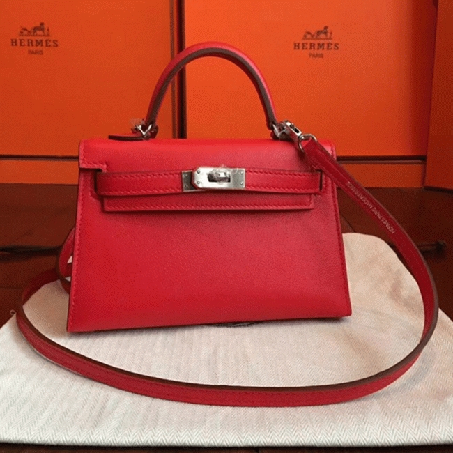 Red Swift Replica Hermes Kelly 20cm Classic Handbag