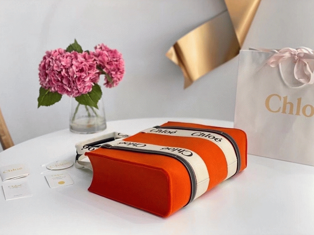Top Quality Fake Chloe Medium Woody Tote Bag In Orange Felt