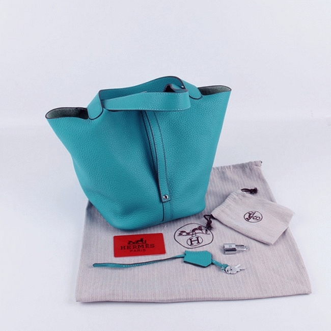 Turquoise replica Hermes Picotin Lock handbag