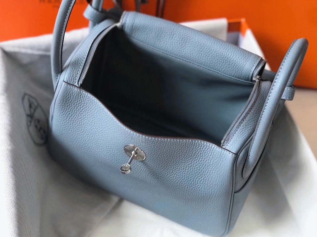 Replica Hermes Lindy 30cm bag in blue lin color