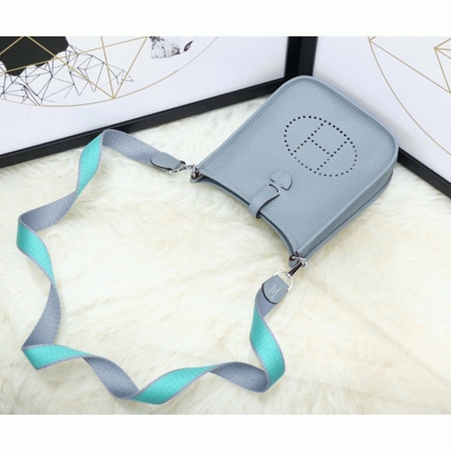 Blue Lin Color Fake Hermes Evelyne II TPM Compact Bag