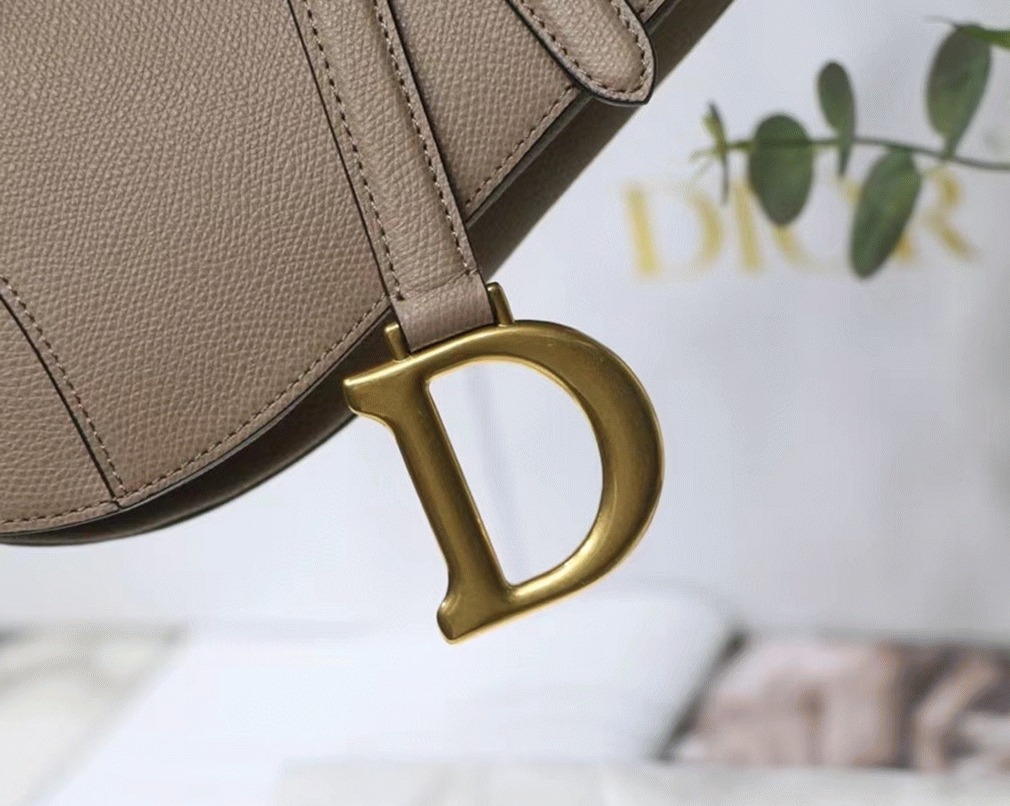 Dior Saddle Bag Fake in Warm Taupe Grained Calfskin