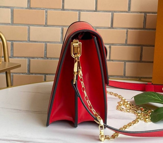 Louis Vuitton Dauphine Lugano MM Bag In Bloody Mary Red