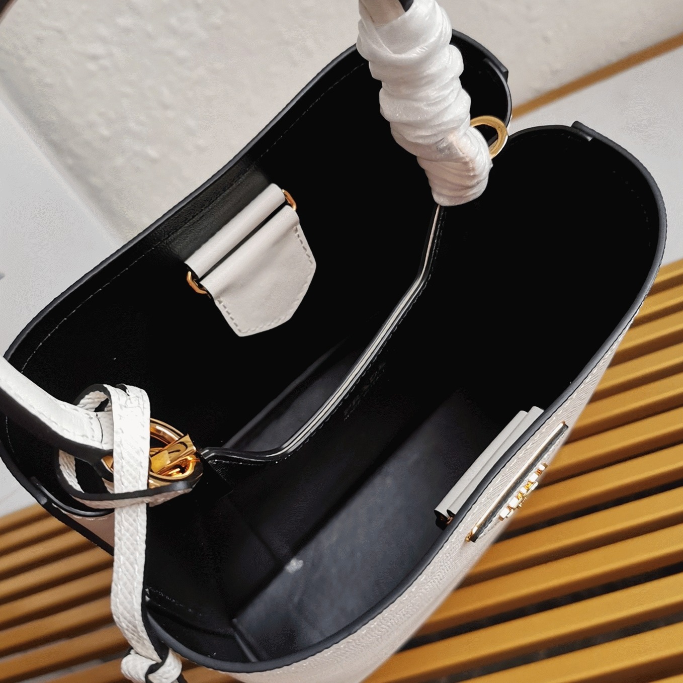 White Prada Medium Panier Bag Replica