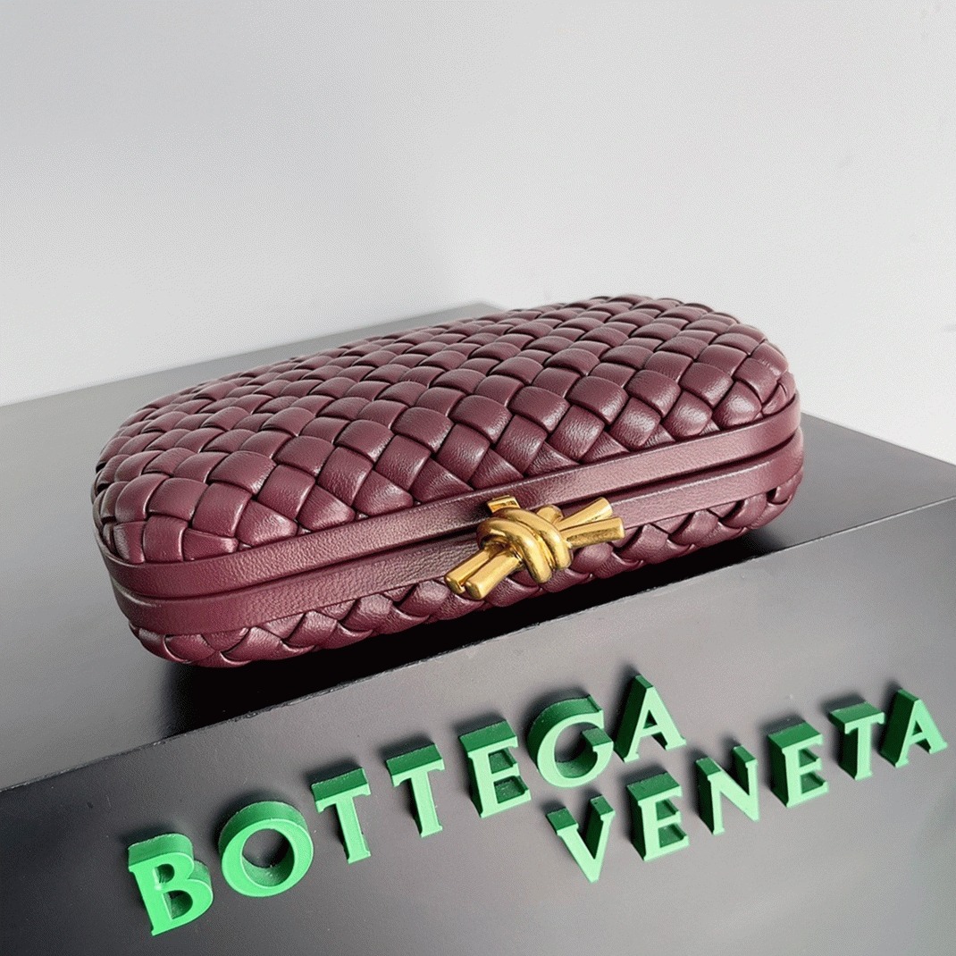 Fake Bottega Veneta Knot Minaudiere Clutch Bordeaux