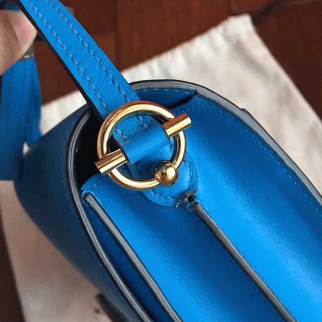 Blue hydra luxury replica Hermes Mini Sac Roulis handbag
