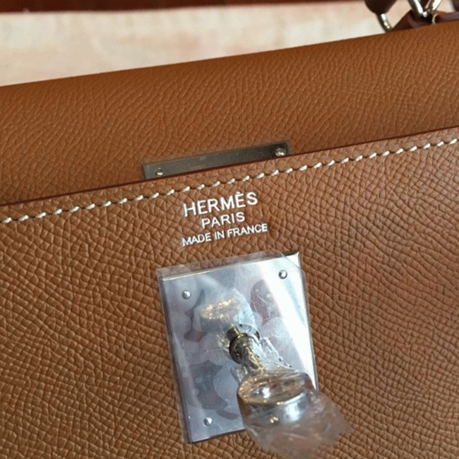 Brown Epsom Knockoff Hermes Kelly 32cm Sellier Classic Purse