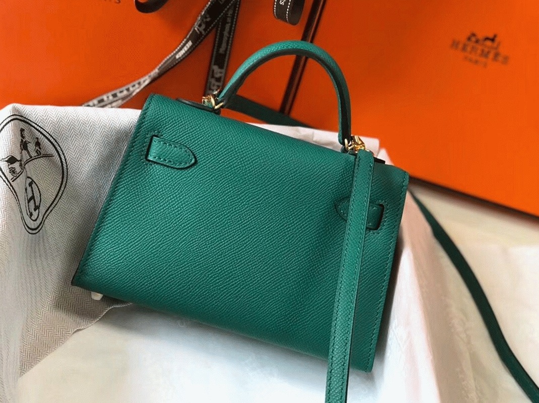 Hermes Kelly Mini II Bag Replica in Vert Vertigo