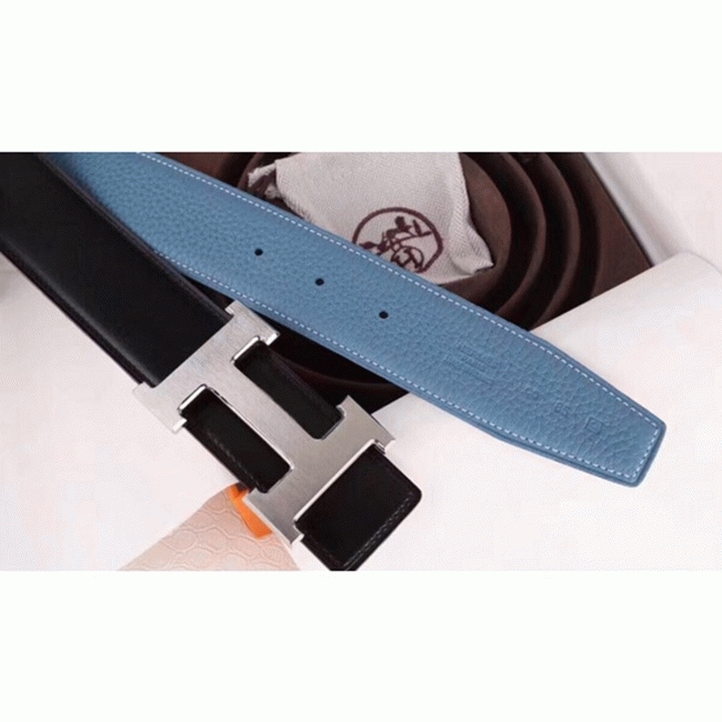 Fake designer Hermes H belt buckle in blue shade