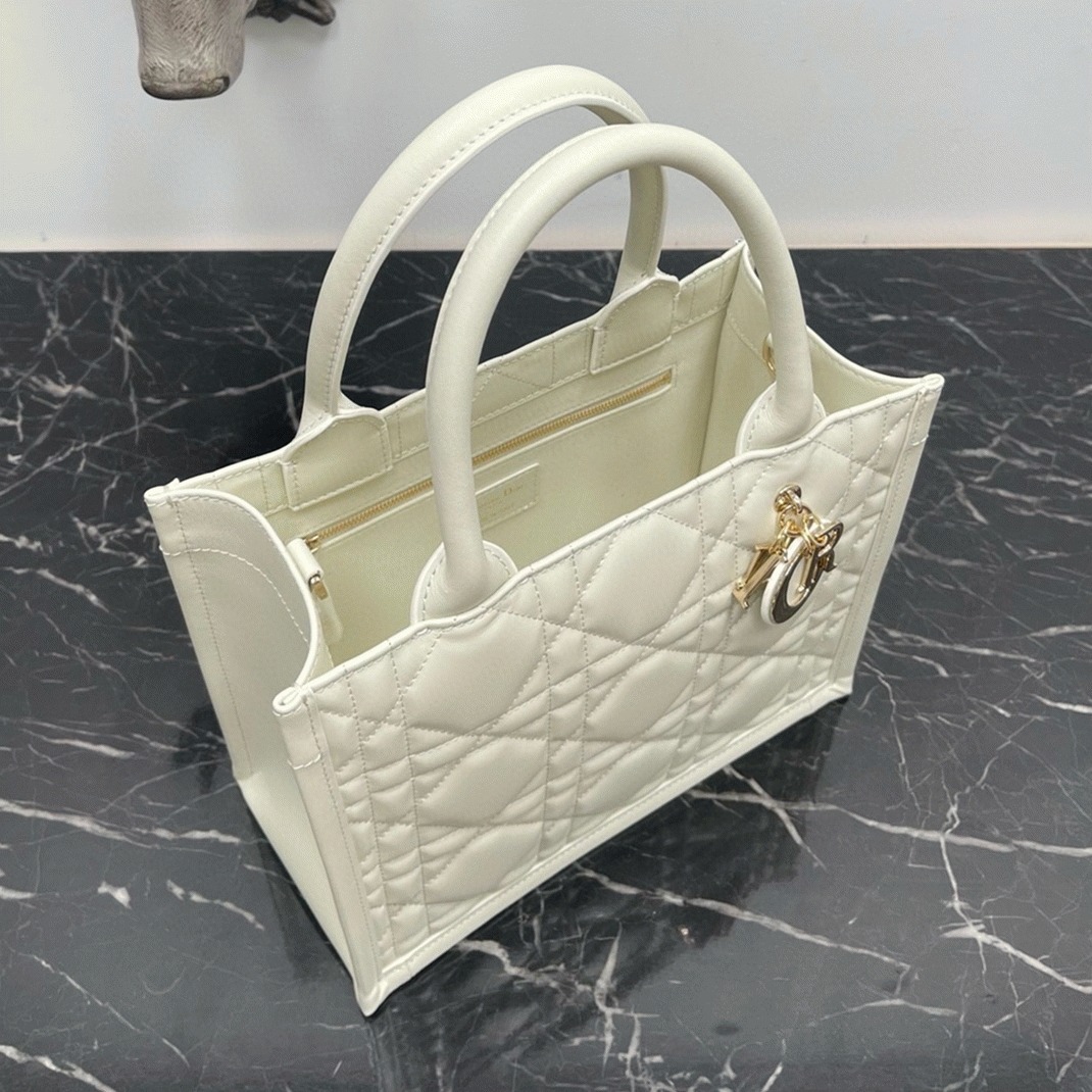 Dior Small Book Tote Bag Knockoff with Strap in White