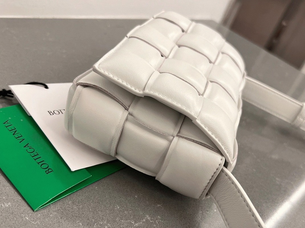 Fake Bottega Veneta Small Padded Cassette Bag White
