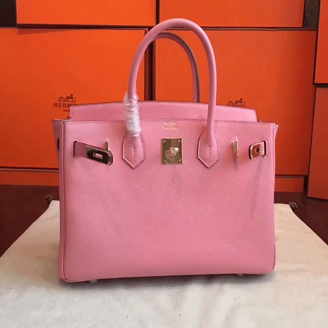 Pink Handmade Imitation Hermes Birkin 30cm Tote