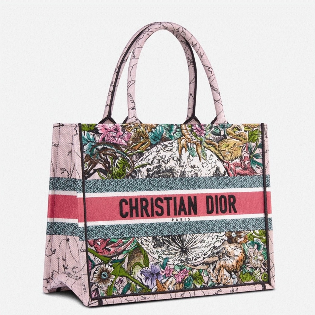 Dior Medium Book Tote Bag Replica in Multicolor Dior Constellation Embroidery