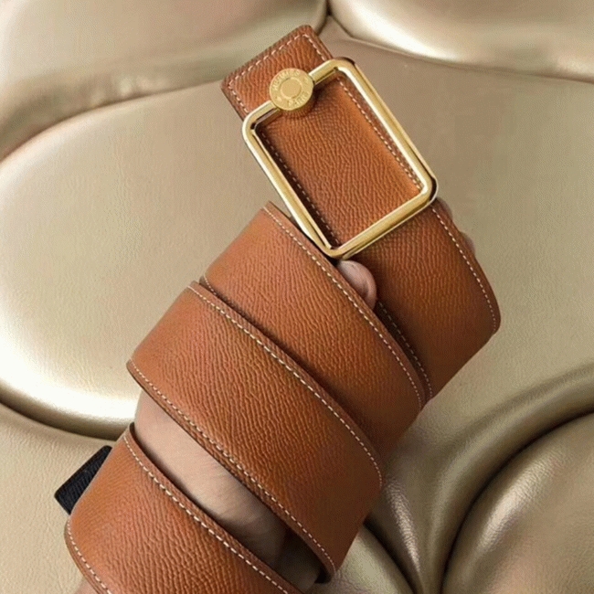 Brown fake designer Hermes Oscar buckle belt