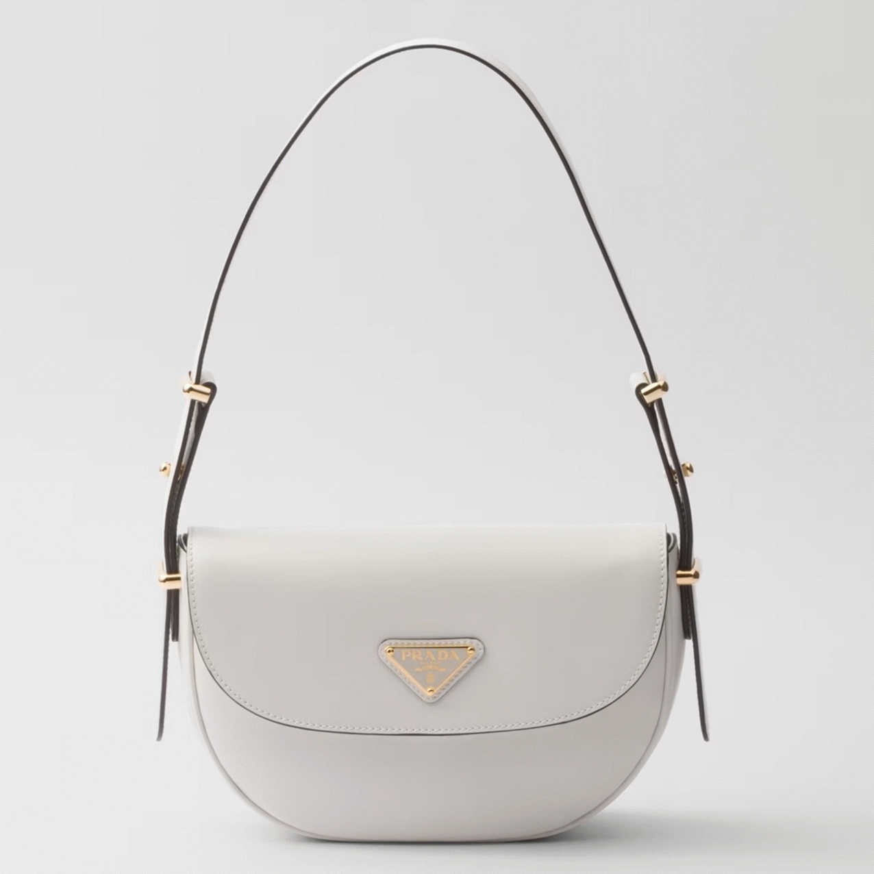 White Prada Arque Shoulder Bag with Flap Replica