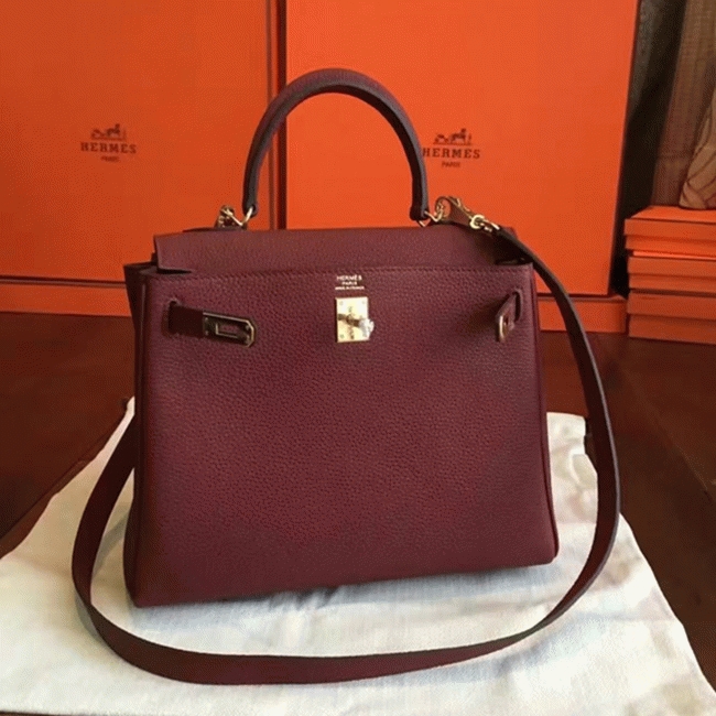 Bordeaux Clemence Replica Hermes Kelly 25cm Retourne Tote