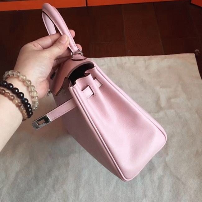 Rose Dragee Swift Replica Hermes Kelly 25cm Graceful Bag