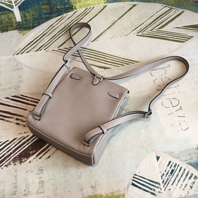 Gris Asphalt Clemence Replica High Quality Hermes Kelly Ado PM Bag