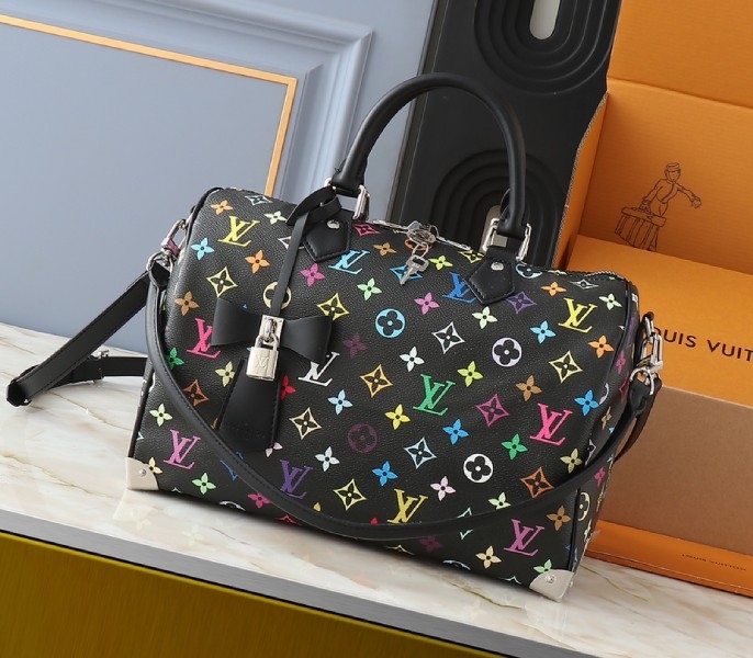LV X TM Multicolored Speedy Bandouliere 30 In Black