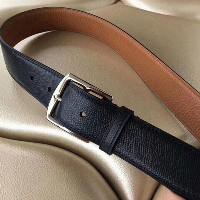 Black epsom leather fake Hermes Etriviere belt