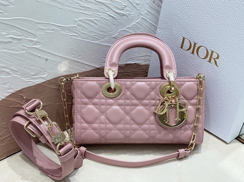 Dior Lady D-Joy Small Bag Fake in Peony Pink