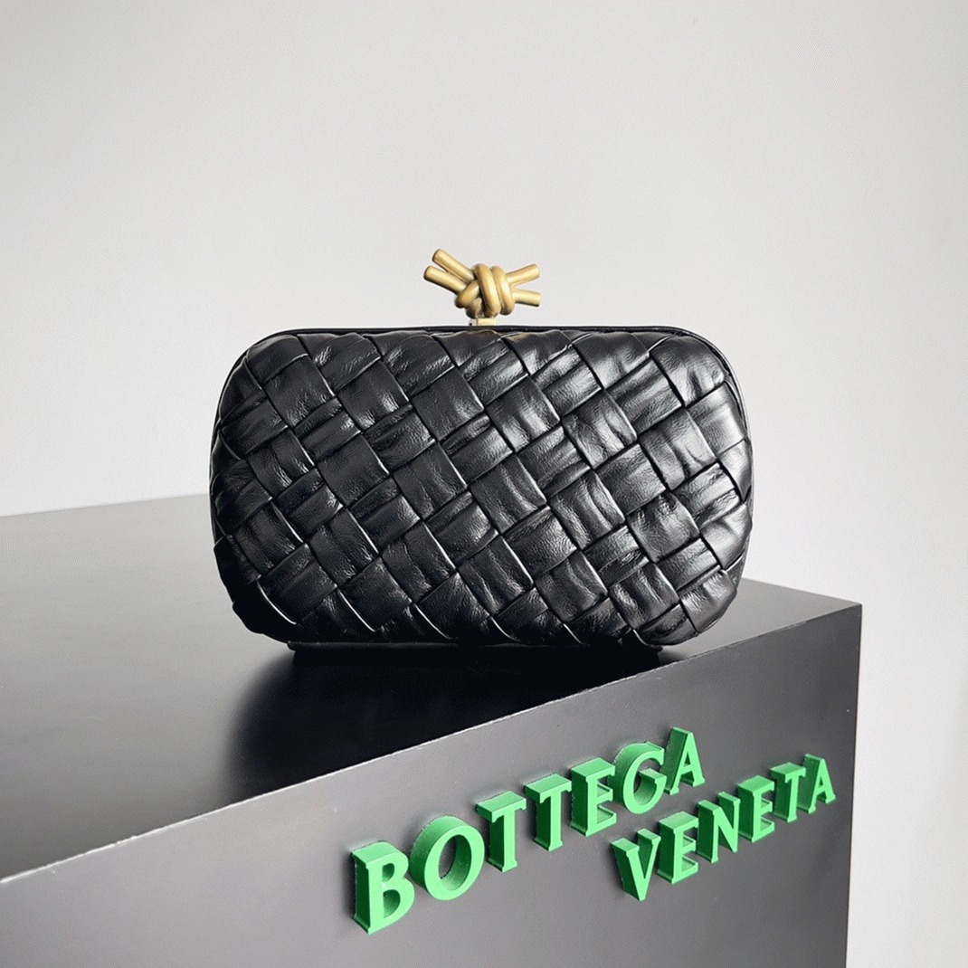 Replica Bottega Veneta Knot Minaudiere Clutch Black Foulard