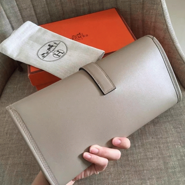 Grey Fake Hermes Jige Elan 29 Chic Neutral Clutch