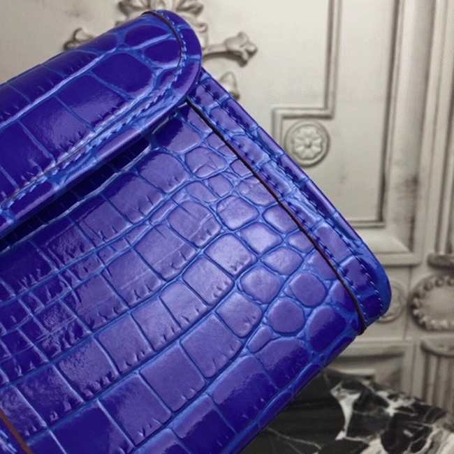 Blue electric crocodile leather replica Hermes Jige Elan clutch bag