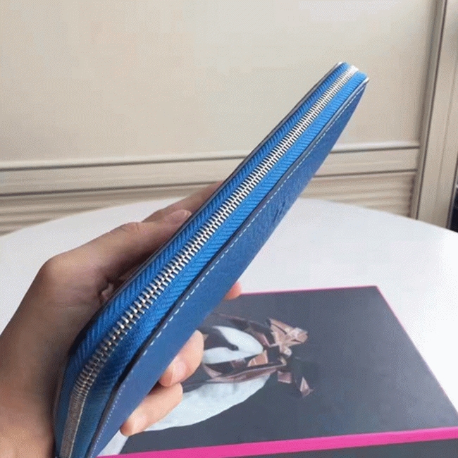 Blue Best Replica Hermes Wallet Azap Zipped