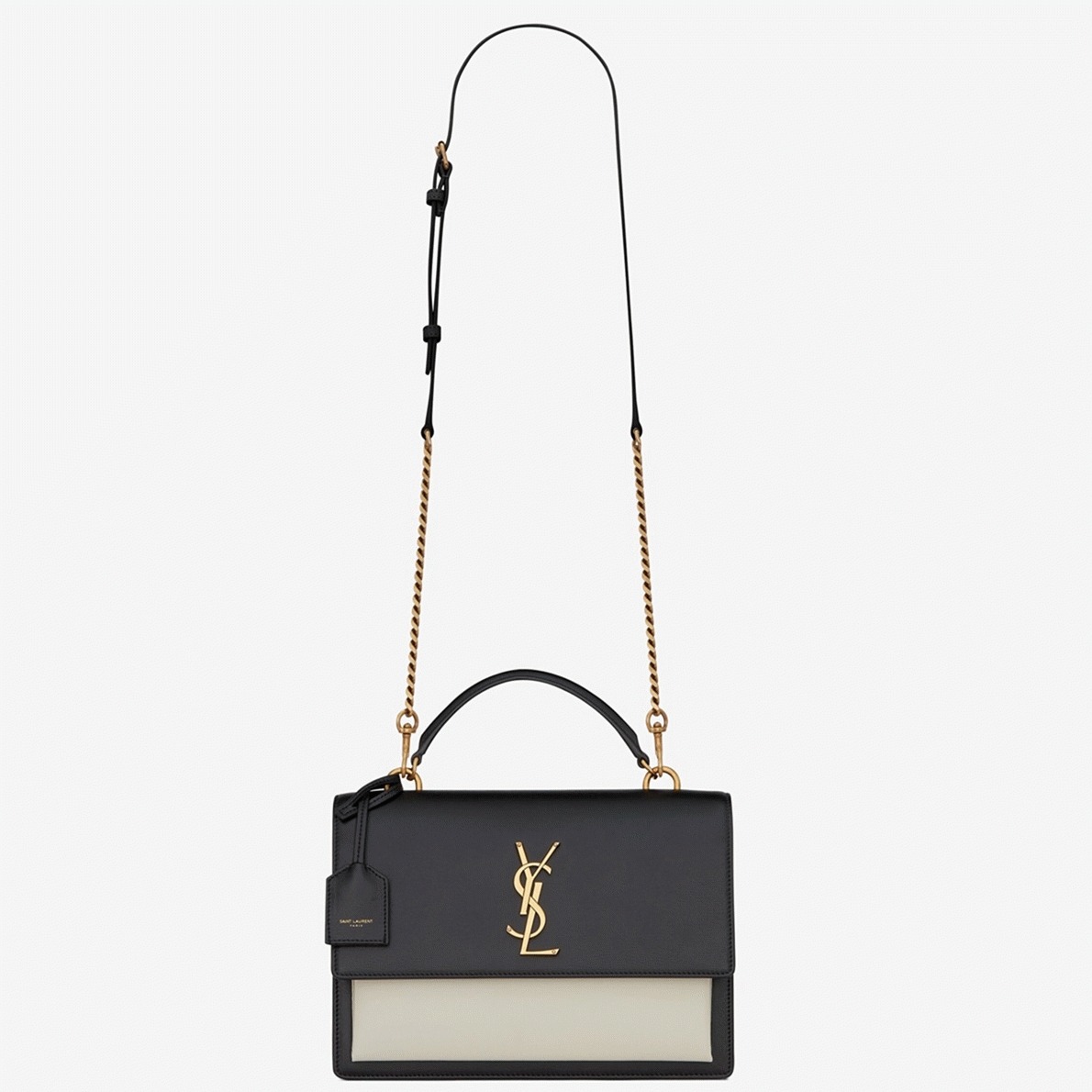 Knockoff Saint Laurent Sunset Medium Top Handle Bag Bicolor Calfskin