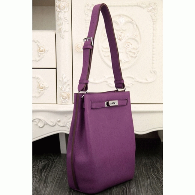 Purple Leather Knockoff Hermes So Kelly 22cm Stylish Purse